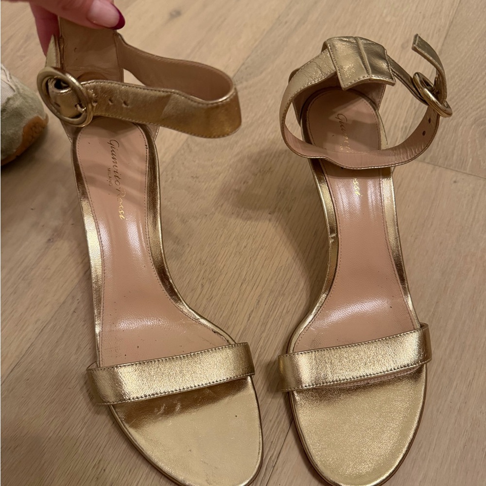 Gold Ankle Strap Italian heels